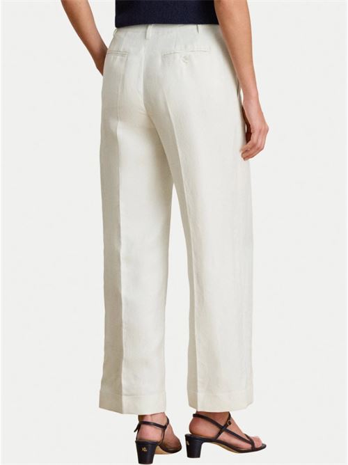 Pantaloni bianchi LAUREN RALPH LAUREN | SENDON-CROPPED-PLEATED.WHITE